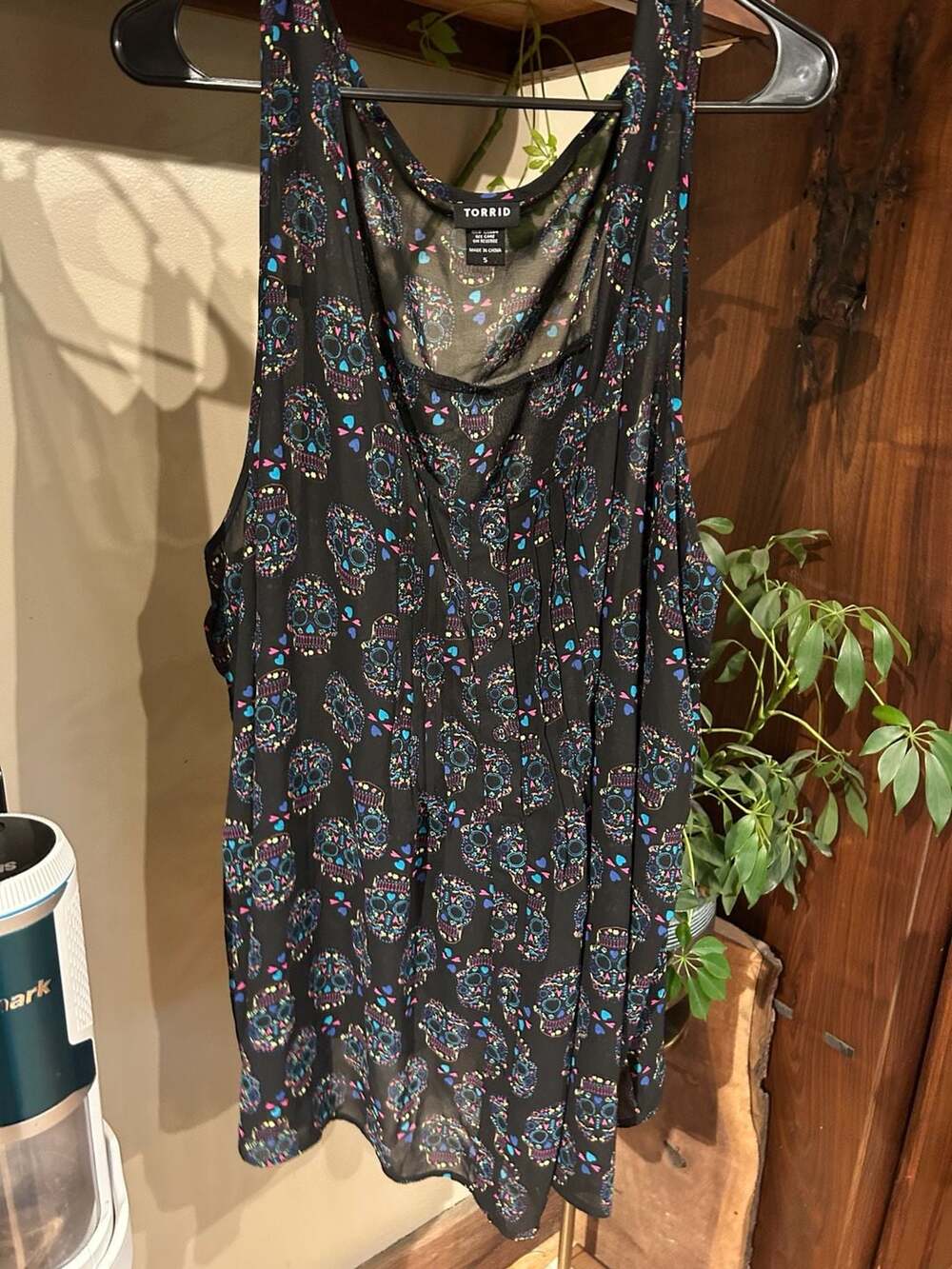 Torrid Multi-Color Skulls Tank Top Size 5 Black Sheer Sugar Skull